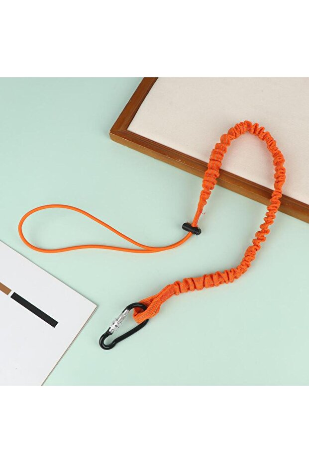 Orange Safety Bungee Tether Tool Lanyard With Carabiner Hook Climbing Working Anti-Falling Safety Ro