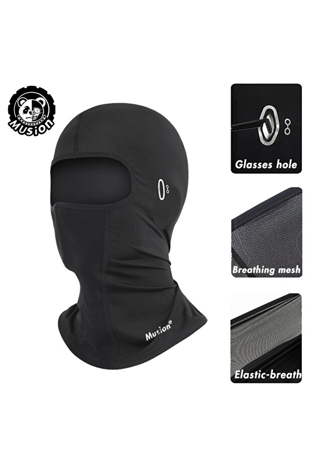 Long Black Hole Musion Cycling Helmet Balaclava with Glasses Hole Motorcycle Full Face Mask Sun Prot