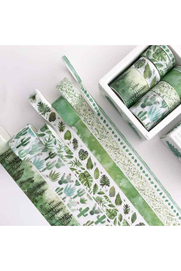 Green leaf 8 pcs/set green plants Washi Tape for Decoration Journal DIY Scrapbooking Kawaii Sticker