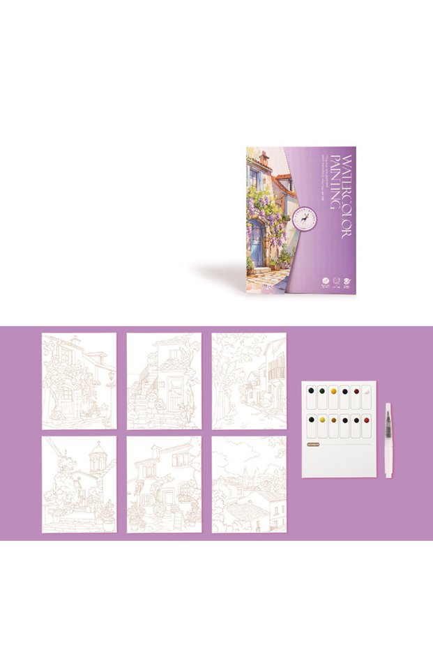 PURPLE 6 creative watercolor painting sets, including watercolor paper, dipping pen, art painting an