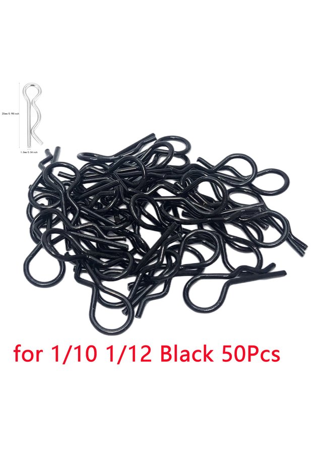 50PCS 1-10 Black 50Pcs RC Car Body Clips Pins Housing Latch R Buckles Fixed for TRAXXAS SCX10 1/5 1/