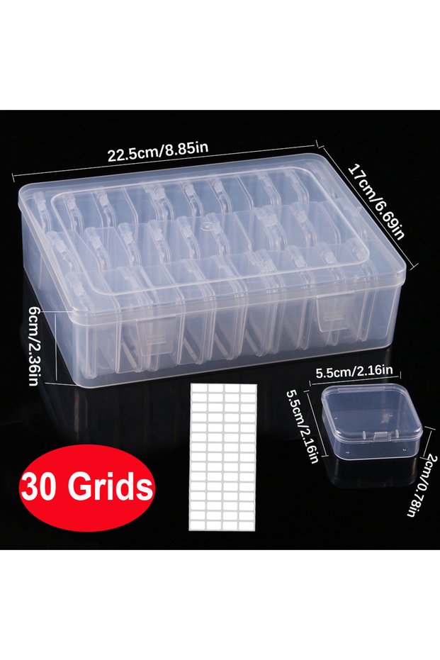 30 Grids DIY Diamond Painting Embroidery Storage Box, Nail Art Jewelry Rhinestone Mosaic Storage Con