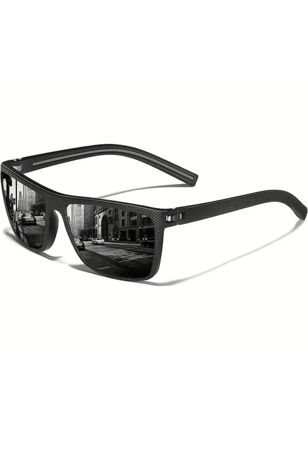 Black Gray Square Polarized Sunglasses for Men and Women Lightweight Frame Sun Glasses with UV Prote