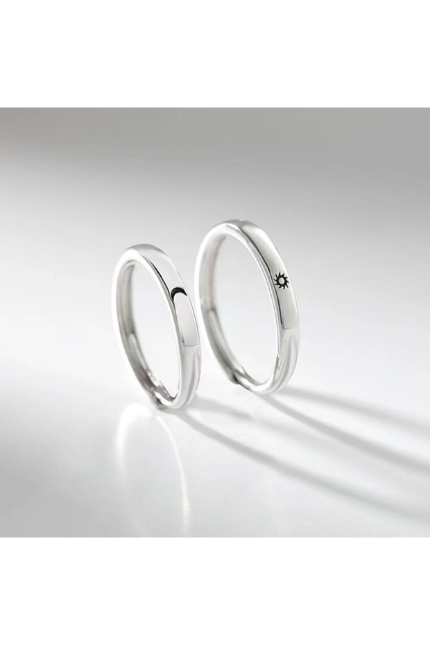 resizable qd178 New Simple Couple Rings Silver Color Sun Moon Adjustable Open Ring For Women Men Wed