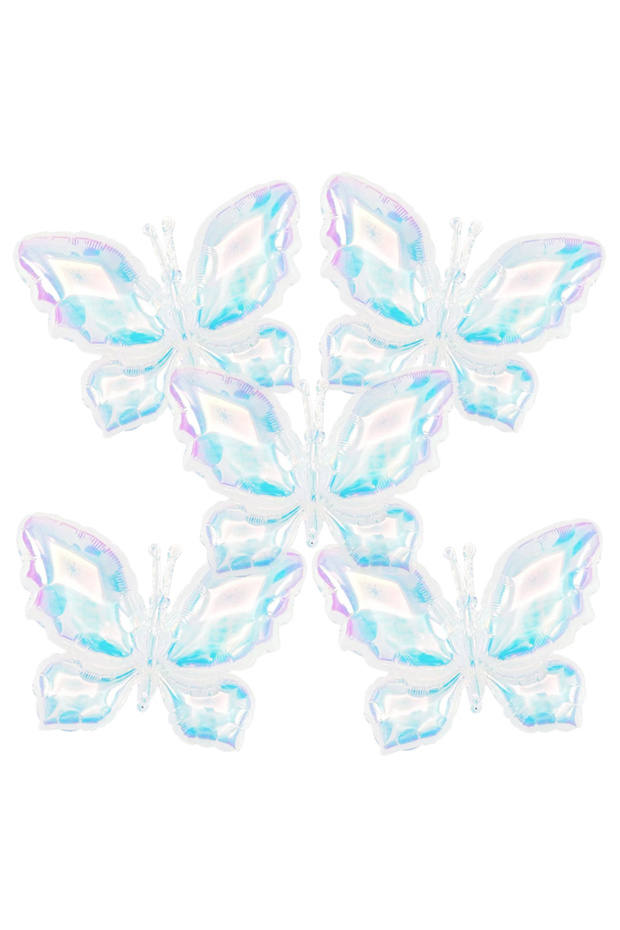 Other 5pcs Clear 5pcs Transparent Colorful Laser Blue Purple Butterfly Balloon Set Helium Air Globos