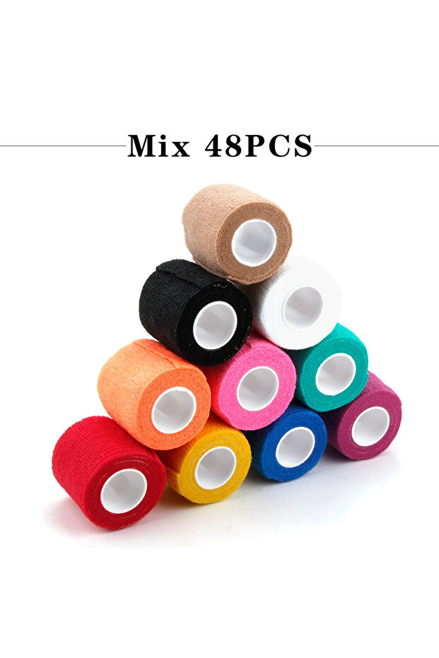 A0170-48Pcs Mix 6/24/48Pcs Self-Adhesive Elastic Disposable TattooNon-woven Bandage Grip Tape Grip
