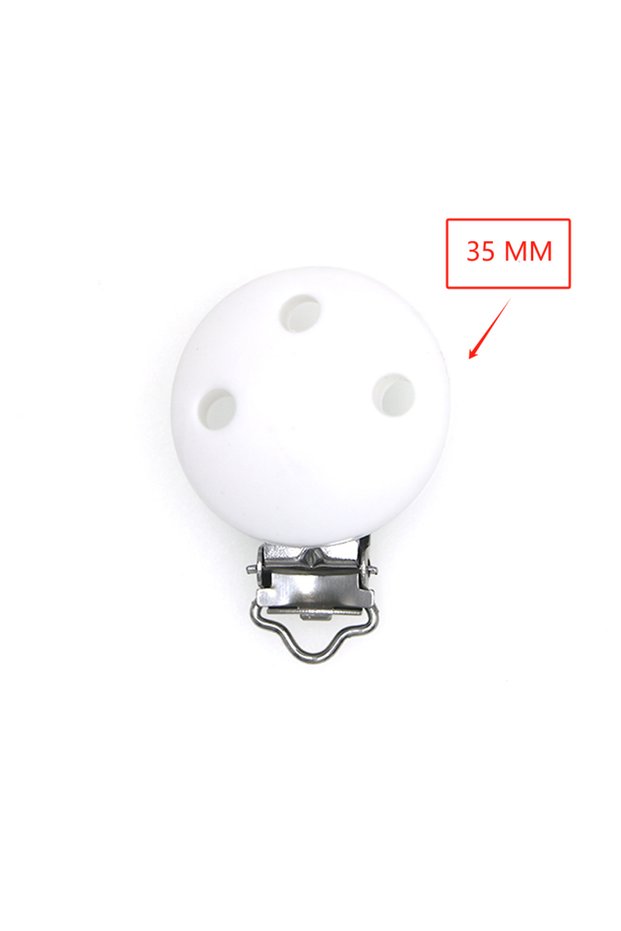 5pcs 35MM white Kovict 5pcs 30mm/35mm Silicone Clips Round Shape Pacifer Clips DIY Pacifer Chain Fo