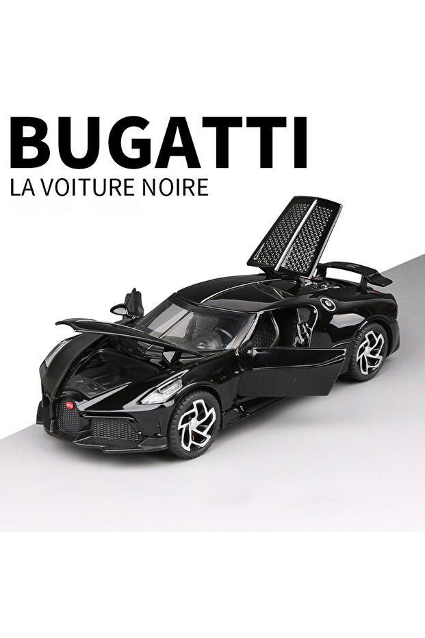 Bright Black 1:32 Alloy Scale Model Car Toys Bugatti La Voiture Noire Alloy Diecast Simulation Toy V