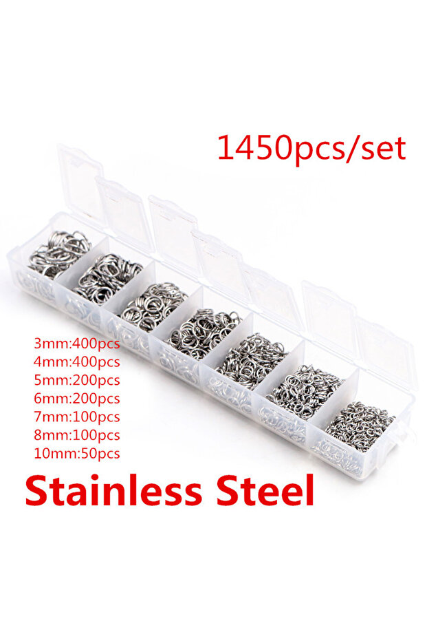 1450pcs Stainless One Set Box 3 4 5 6 7 8 10mm 8 Colors Open Jump Rings Split Rings Link Loop For DI