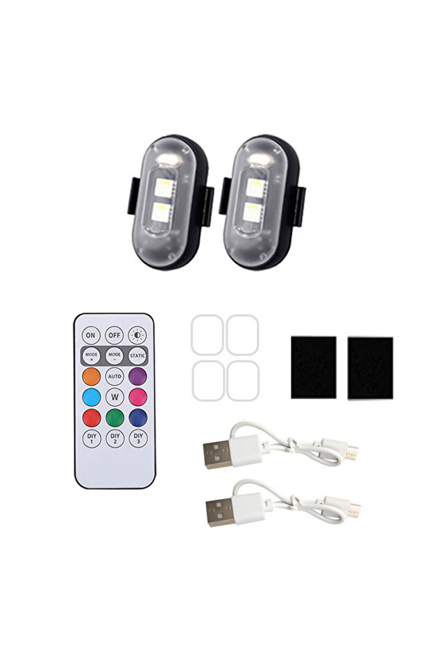2PCS Multi-mode Wireless LED Drone Strobe Light Motorcycle Car Indicator Light Bike Remote Control W