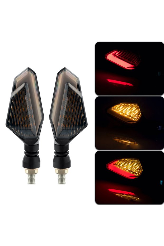 Red Yellow Universal Motorcycle Turn Signals Amber Blinkers Indicators Super Bright Motorbike Lamp F