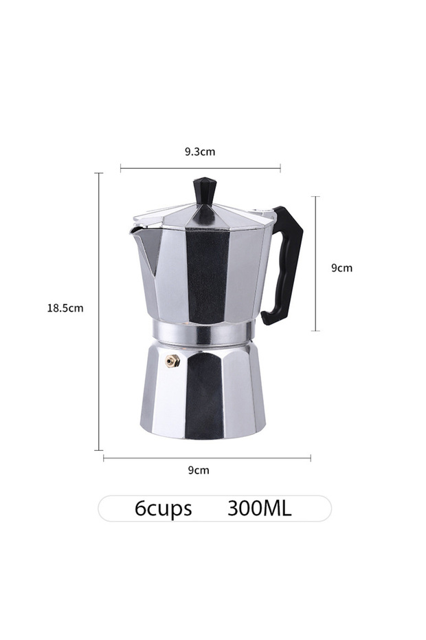 300ML Octagonal Moka Coffee Kettle Latte Percolator Espresso Pot Home Office Travel Outdoor Camping