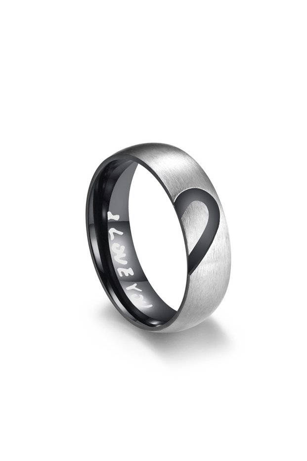 12 Black Color Rose Gold/Black Color Heart Couple Rings Stainless Steel Couples Lovers Love Promise