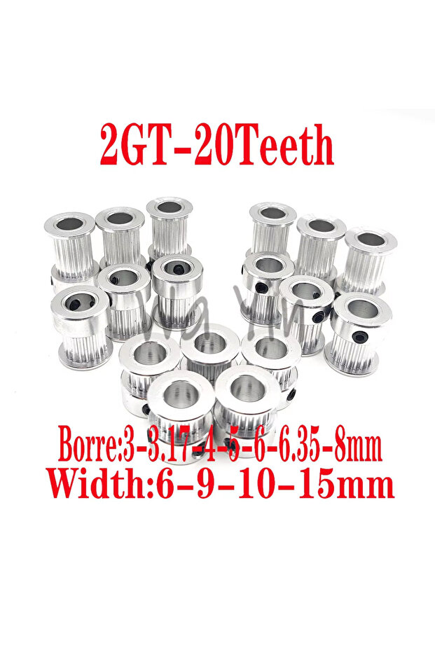 5mm 6mm 2GT 20Teeth Synchronous Wheel Belt Width 6/9/10/15mm Inner Hole 3/3.17/4/5/6/6.35/8mm Timing