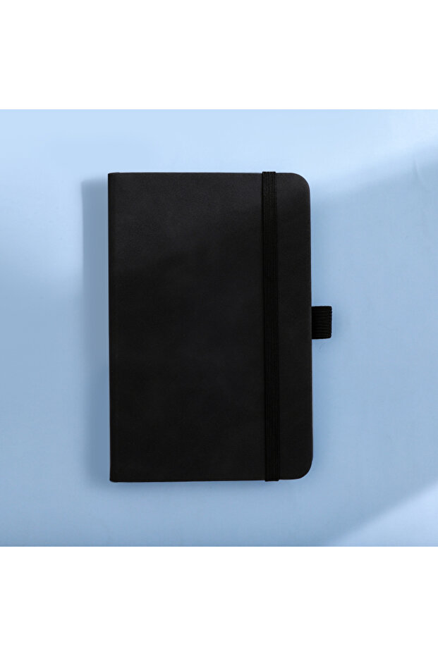 A6 Black A6 Size Business Portable Notebook, Pu Leather Cover with Straps, Student Stationery Notepa