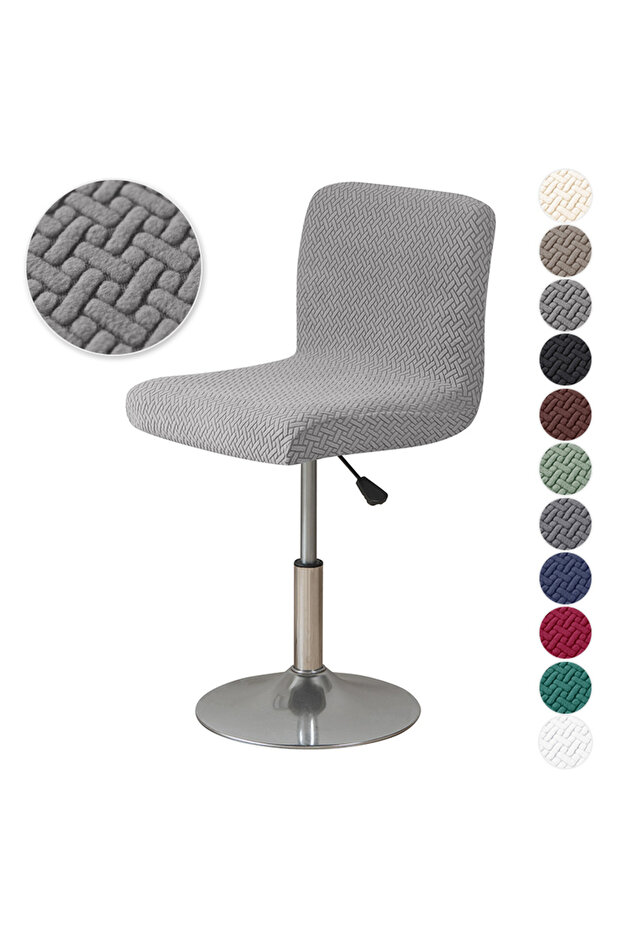 Gray Cover Stretch Bar Chair Cover Jacquard Bar Stool Seat Covers Slipcovers Short Back Small Size H