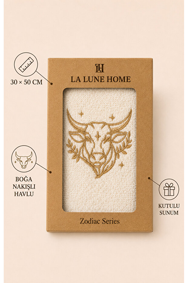 30X50 cm Zodiac Embroidered Boxed Towel – 100% Cotton Gift Hand and Face Towel