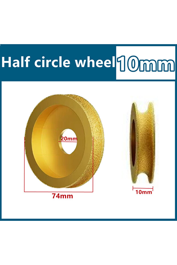 1Pcs 10mm Bore 20mm Dia 74mm Dry Vacuum Brazed Diamond Profile Grinding Wheel Full Bullnose Edge Di