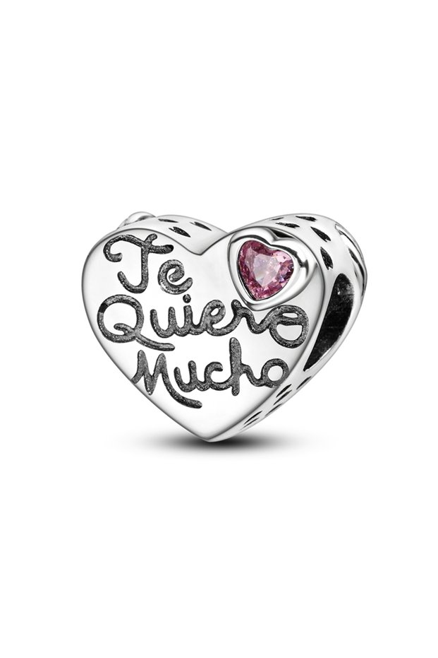 KTC425 New IN 925 Sterling Silver Charms Beads Love Heart Pink Charm Bead Pendant Fit Original Brace