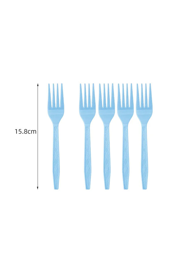 fork-24pcs Solid Light Blue Theme Birthday Super Girls Decorations Party Disposable Tableware Paper