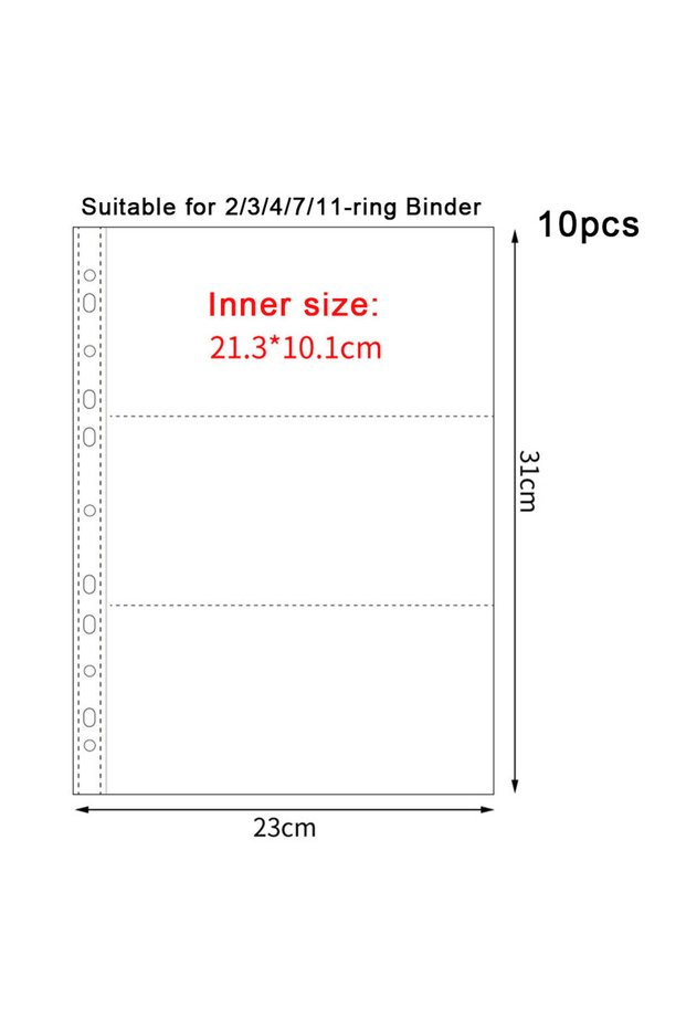 11Hole-3pocket 10pcs A4 Transparent Album Binder Photocards Holder Ins Book For Photo Card Stamp Org