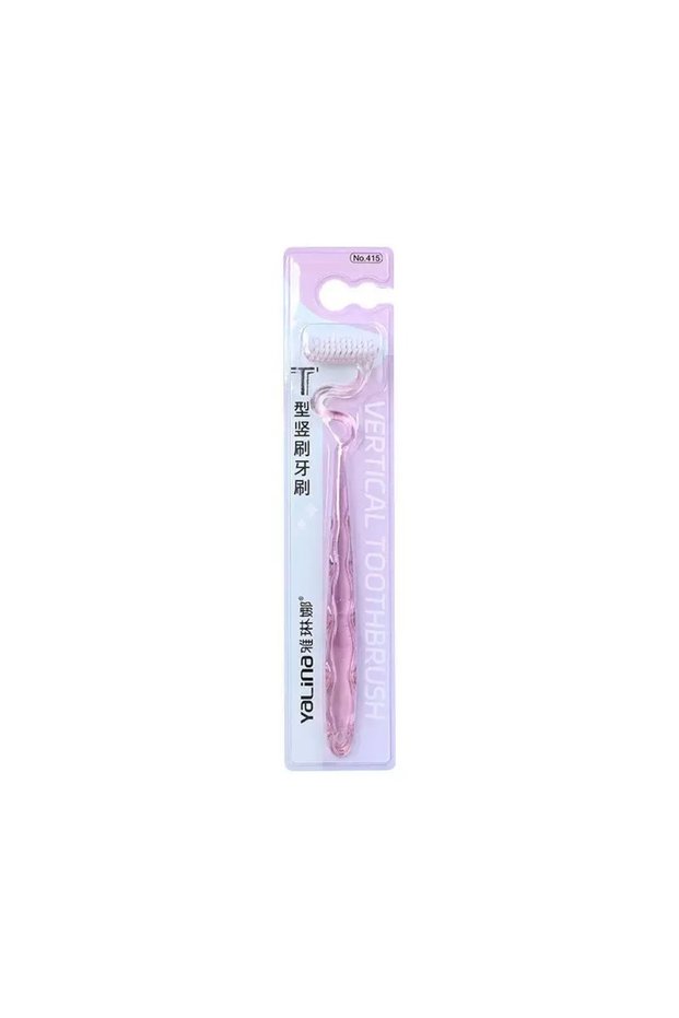 Pink New Soft S-shaped Toothbrush Oral Care Massage Vertical Toothbrush Tongue Coating Cleaning Inte