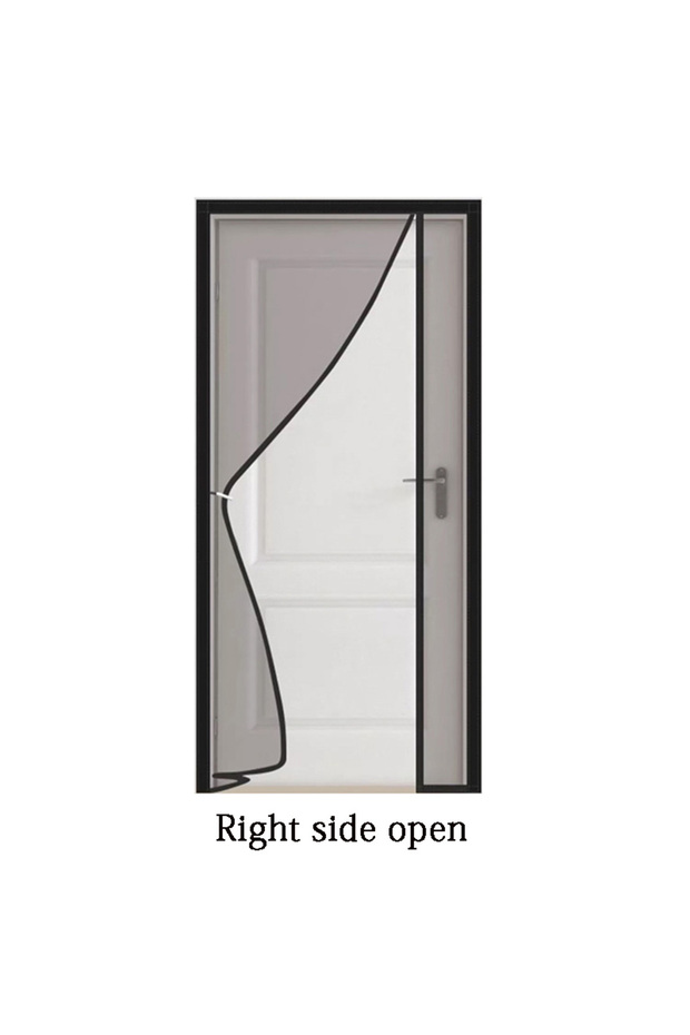 W120cm x H240cm Right side open Black Side Opening Mosquito Proof Door Curtain, Magnetic Suction Des