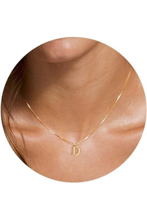 D A-Z Alphabet Gold Plated Stainless Steel Pendant Necklace for Women Chain Initial Letter Clavicle.