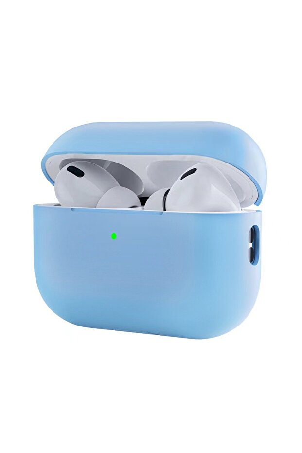 غطاء أزرق فاتح لسماعات AirPods Pro 2 اللاسلكية بتقنية البلوتوث، غطاء سيليكون، غطاء منقسم فائق الجودة
