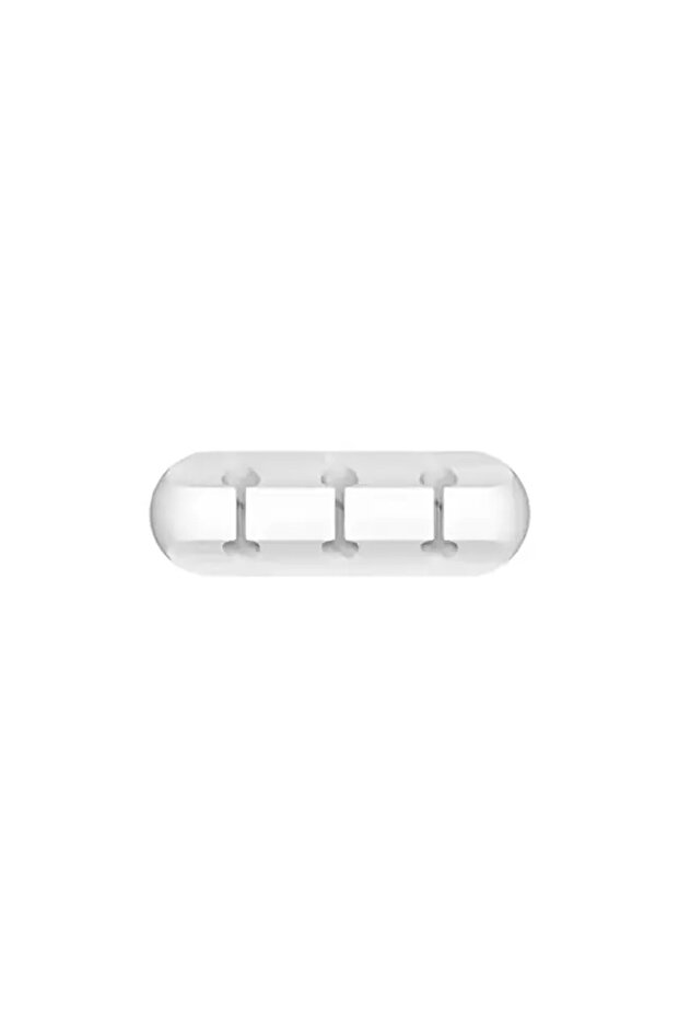 منظم كابلات USB من السيليكون الأبيض بثلاثة مشابك، أداة لف كابلات شحن USB، مشابك تنظيم وترتيب سطح المكتب