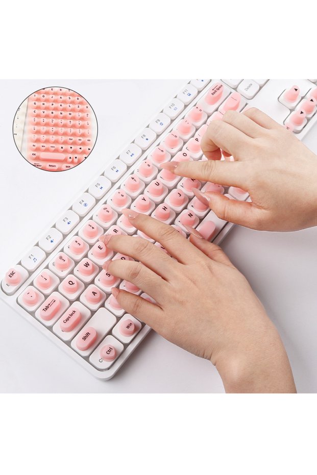 Pink 70PCS Raised Keyboard Stickers for Long Nails Universal Nail Art Keyboard Bubbles Soft Silicone