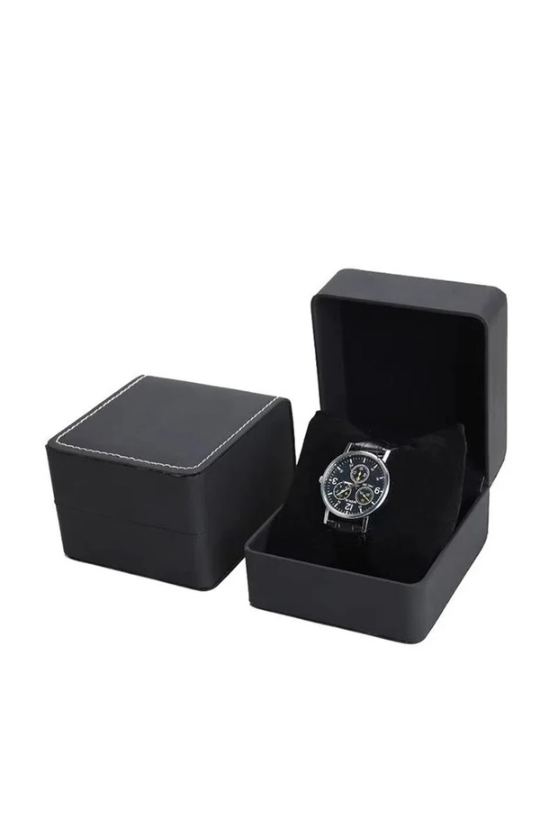 Matte Black Black Single Watch Gift Box with Pillow PU Leather Wristwatch Display Case Organizer for
