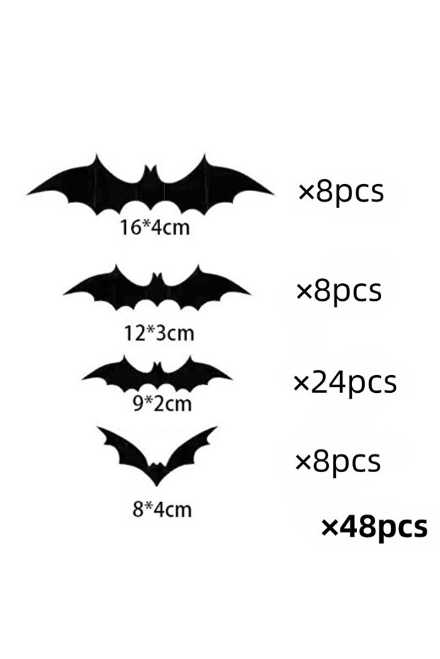48pcs Halloween 3D Black Bats Wall Stickers Home Room DIY Decoration Scary Props Spooky Party Decora