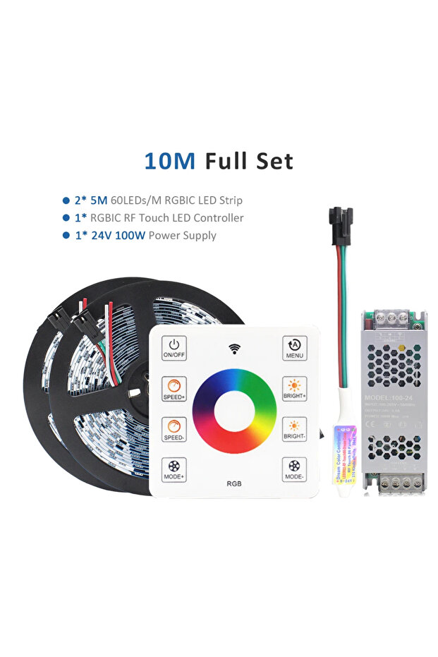 10M Full Set 24V RGB IC Horse Race Running LED Strip Lights 5050 WS2811 Pixel Tape Lamp RF Touch Rem