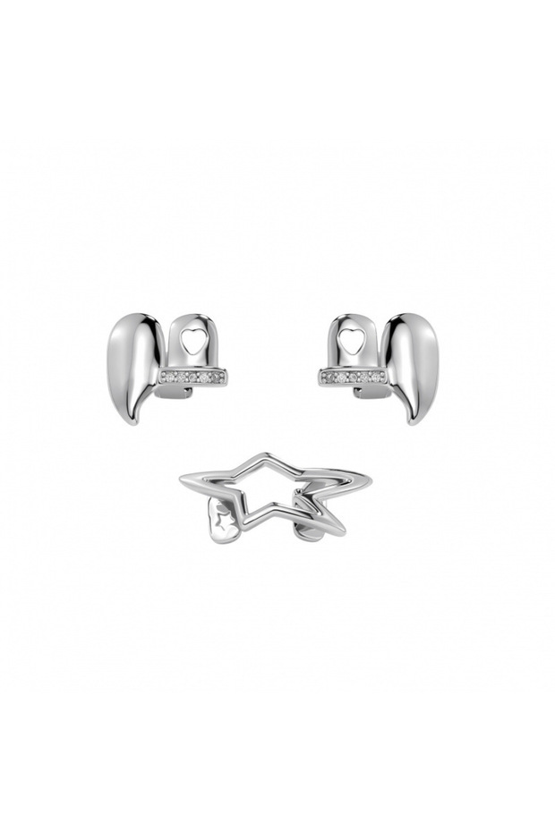 silvery Set B Y2K Cyber Punk Glossy Geometric Star Pentagram Tooth Caps Irregular Christmas Accessor