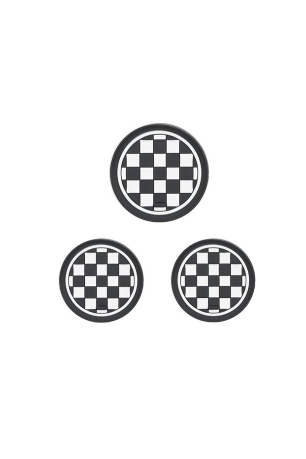 Checker 3pcs Car Coasters Car Water Cup Slot Storage Mat Non-slip Pad for Mini Cooper R55 R56 R57 Cl