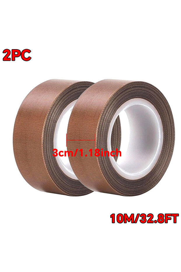 30mmx10mx2pc High Temperature Resistance Tape 300 Degrees PTFE Cloth Heat Insulation Adhesive Sealin