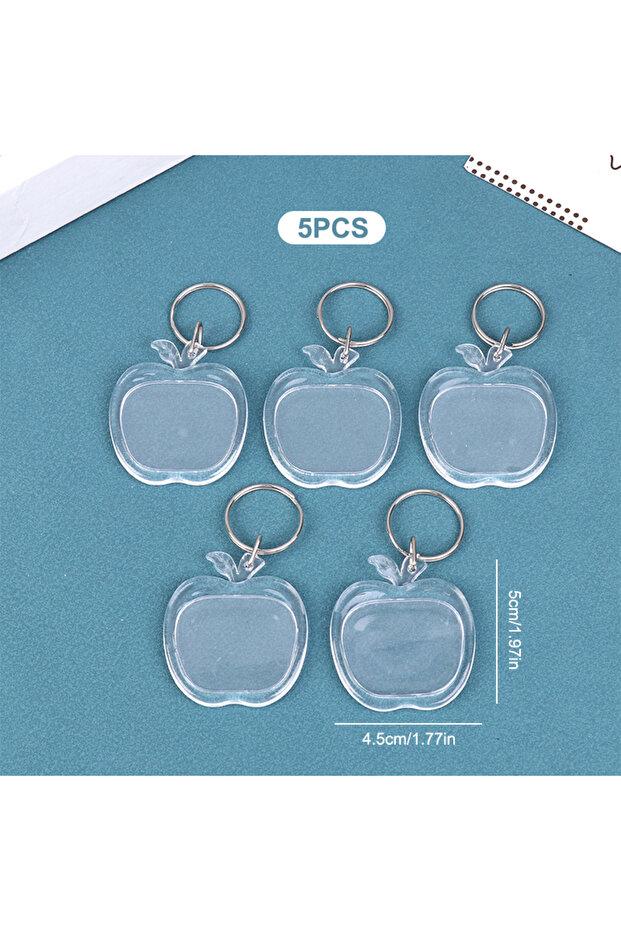 A5 5Pcs 5pcs Blank Photo Frame Keychain Clear Acrylic Keyring Insert Photo Split Key Pendant DIY Key