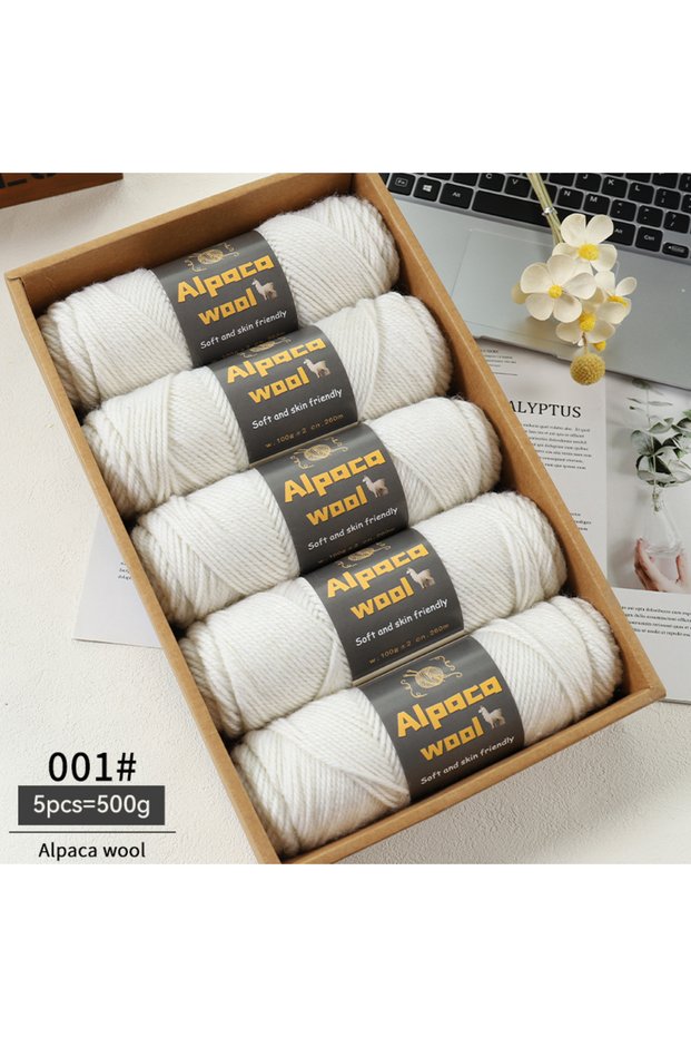 01 Milky White 500g Alpaca Wool 245 Chunky Knitting Yarn Multi-Color Autumn and Winter Fashionable G