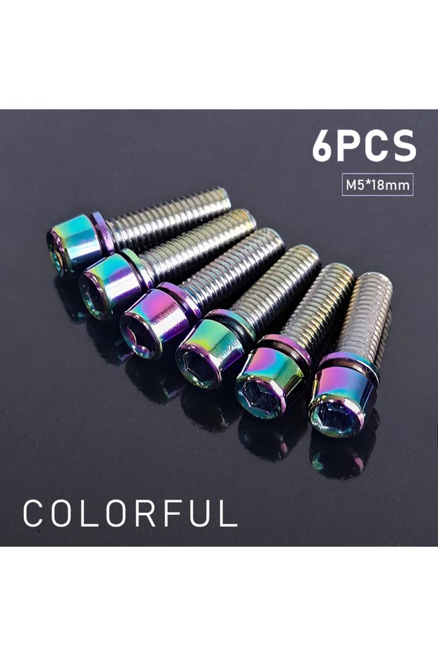 6pcs M5 Colorful 6/8pcs M5x18mm Bike Stem Screw Alloy Steel 4mm Allen Key Screw MTB Road Bicycle Han