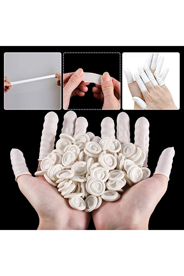 50pcs Protective Fingertip Natural Gloves Disposable Latex Finger Cots For Workplace Safety Nail...