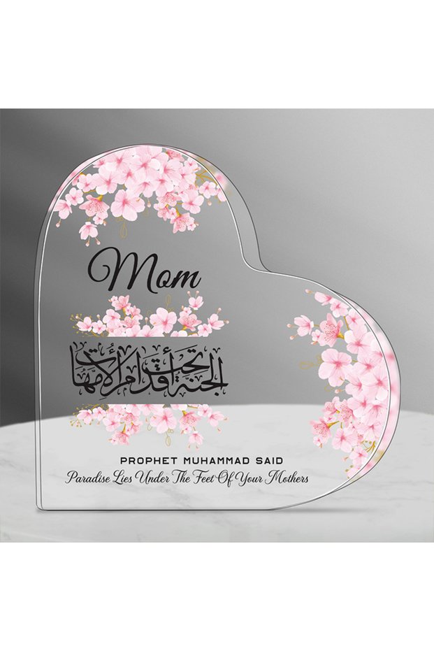 Q38 1pc Mum Present, Islamic Mom Acrylic Heart Plaque, Muslim Mom Present, Muslim Mothers Day Presen