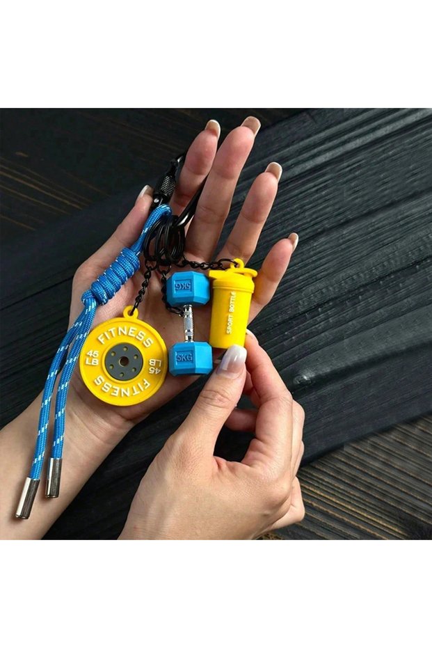 blueyellow Fitness Keychain for Gym Lovers Premium Gift Sports Enthusiasts Accessories for Workout B