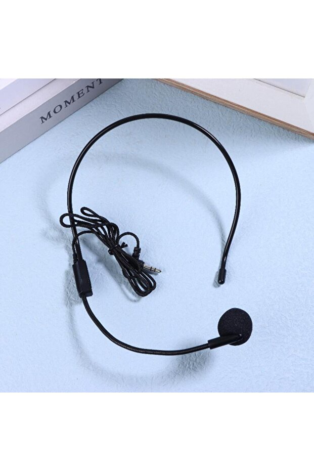 KOQZM Black 1Pcs Wired 3.5mm Plug Guide Lecture Speech Headset Mic Portable Head-mounted Headset Mic