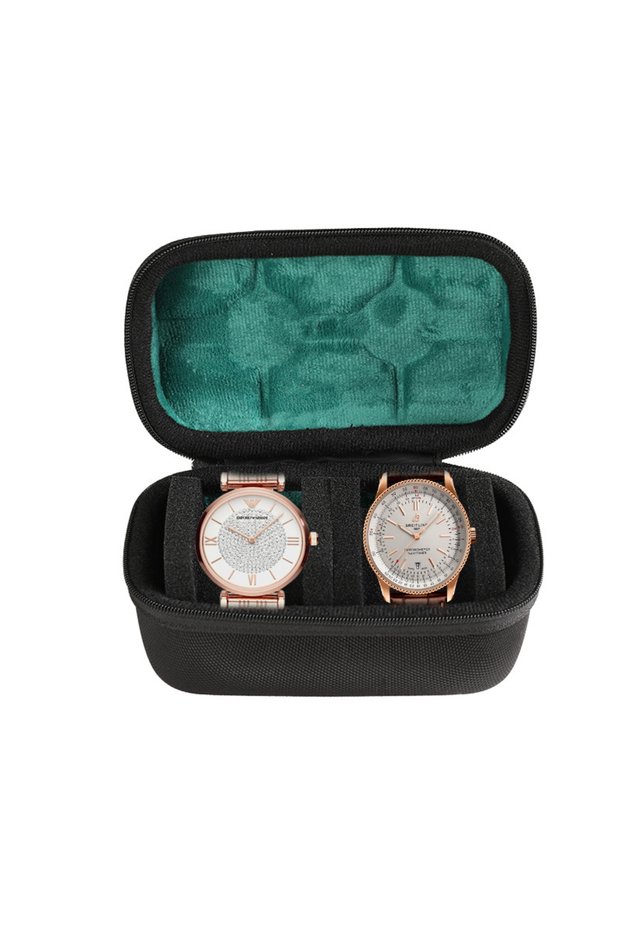 2 Slot Green 2/3/5 Slots Watch Travel Case,Hard Watch Roll, Travel Watch Organizer Case with Form-Fi