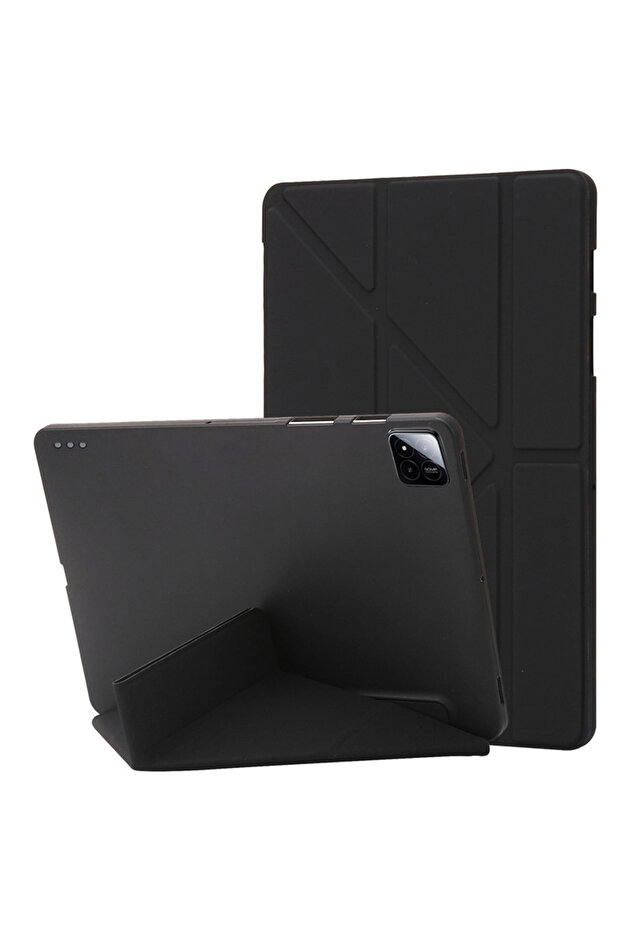 غطاء أسود لجهاز Xiaomi Pad 7 مقاس 11.2 بوصة، غطاء خلفي من مادة TPU الناعمة مع مسند.