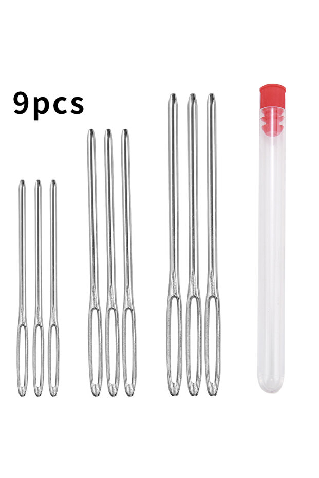 9pcs 9/12/15/20PCS Transparent Tube Packed Large Eye Needles Cross Stitch Knitting Embroidery Thre