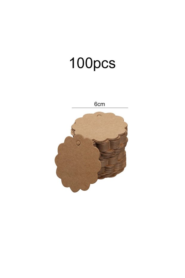 100PCS BROWN 50/100pcs Lace Round Blank Card Gift Tags Kraft Paper Price Tags Craft Tag Labels for W