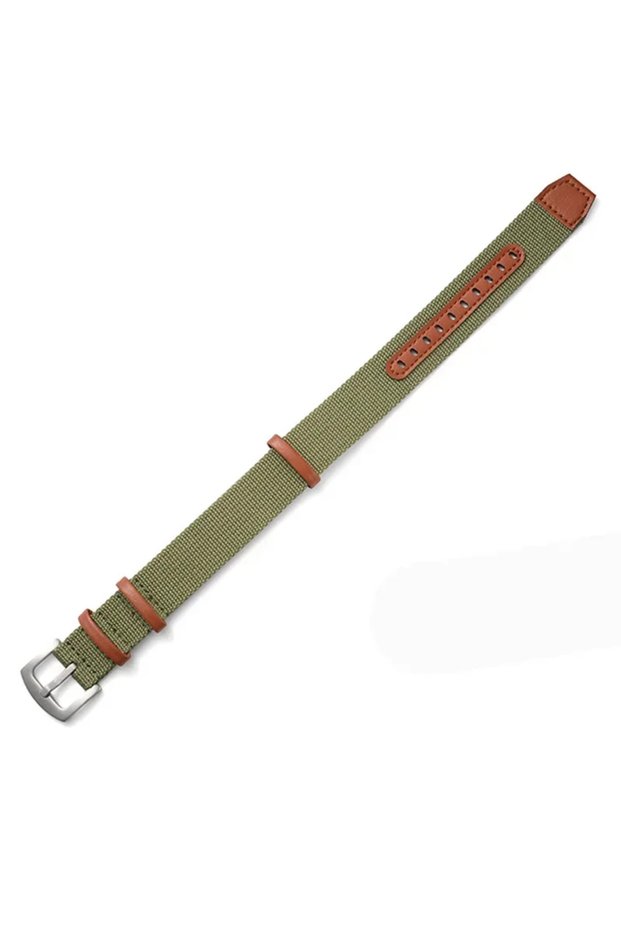 20mm green-silver Green Black Grey 20mm 22mm Nylon Leather Strap for Women Men Sport Watchband Soft