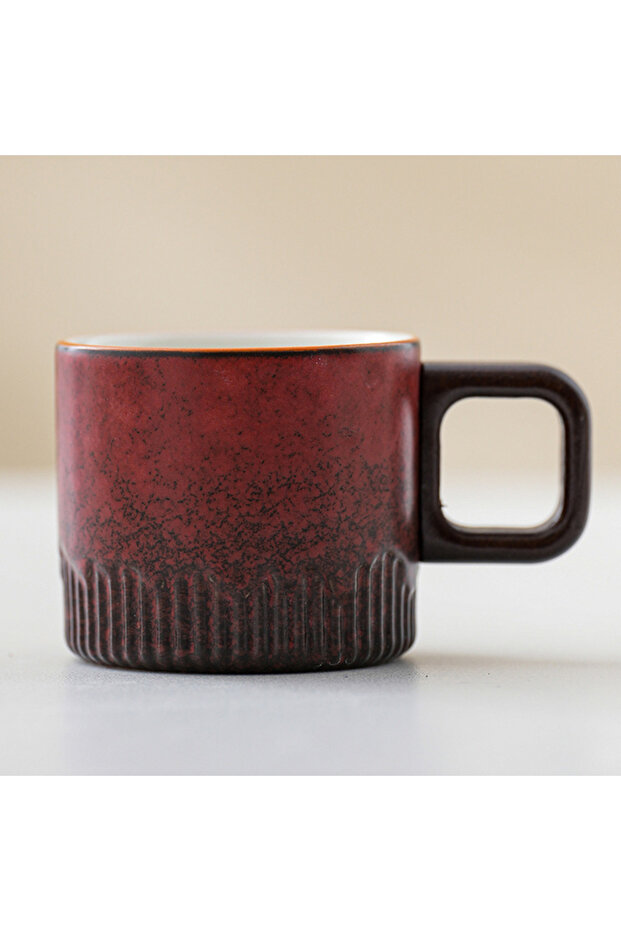 Kiln turning red 60ml Ceramic Vintage Coffee Cup Water Cup Tea Cup Wooden Handle Coffee Cup Handmade